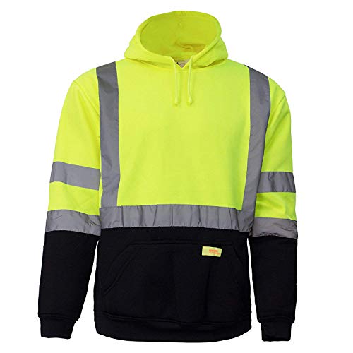 Class 3 High Visibility Sweatshirt, Hooded Pullover – H8312 Lime / Extra Large