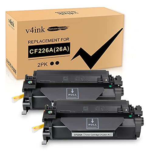 v4ink 2-Pack Compatible 26A Toner Cartridge Replacement for HP 26A CF226A Toner Cartridge Black Ink for HP Pro M402n M402dn M402dne M402dw MFP M426fdn M426fdw M426dw M402 M426 Printer