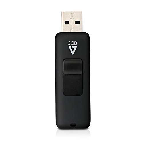 V7 2GB USB 2.0 Flash Drive with Retractable USB Connector – VF22GAR-3N, Black