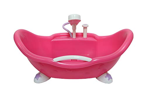 JC Toys Adorable Lil’ Cutesies Bathtub with Shower for 24 months and up, Fits Most Dolls Up to 10″ , Pink