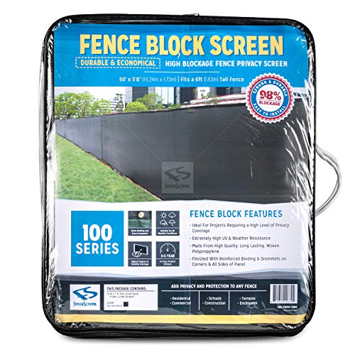 FenceScreen Fence Privacy Screen – Extreme 98% Blockage Temporary Windscreen Fence Cover (6ft x 50ft, Black)