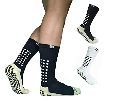 Ulalaza Unisex Anti Slip Sports Thicken Cushion Soccer Socks Non Skid Grippy Traction for Football Basketball Sports
