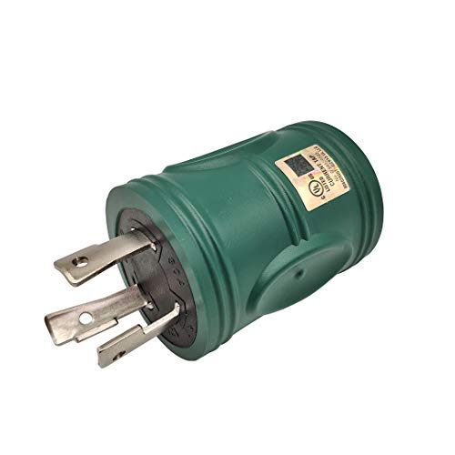 Parkworld 691586 RV 30 AMP Generator Adapter 3-Prong L5-30P Male to TT-30R Female (Green, Electroplating Terminal)