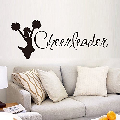BooDecal Sport Series Cheerleader Silhouette Quote Wall Decal Mural Sticker Decor for Nursery Bedroom Living Room 42 inches x 17 inches