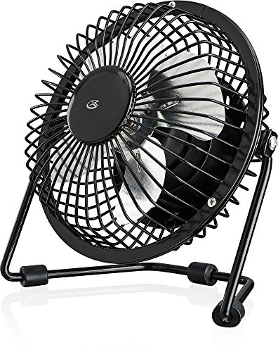 GPX Mini 4″ USB Personal Fan, Compatible with Computers, Laptops, Portable Chargers, Black (AU25B)