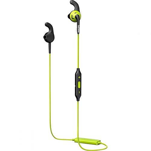 PHILIPS ActionFit in-Ear Wireless Headphones with IPX2 Sweat-Proof Design (SHQ6500CL), Black/Lime Green