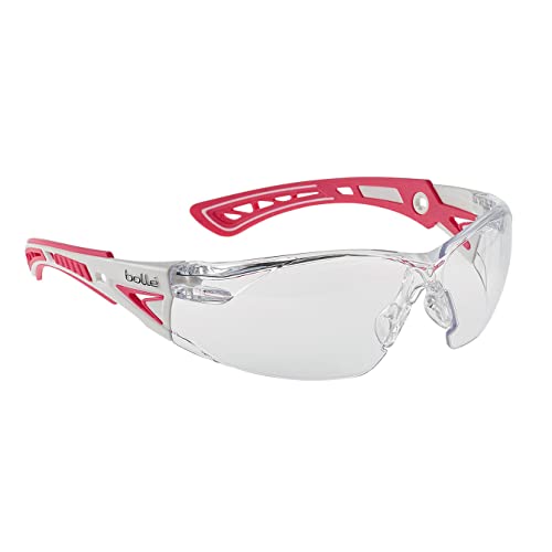 Bolle Bollé Safety 40254, Rush+ Small Safety Glasses Platinum®, Pink & White Frame, Clear Lenses