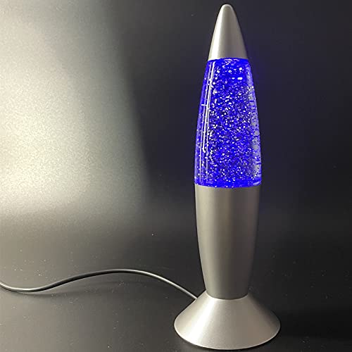 7” USB Lava Lamp Shake & Shine Glitter Mood Light Colour Changing Portable Desktop Liquid Fiber Lamp with Siver Base by E&A