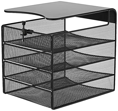 Safco Products Onyx Mesh 4-Tray Underdesk Hanging Organizer 3242BL, Black Powder Coat Finish, Durable Steel Mesh Construction, “10.25””w x 12.375″”d x 12″”h” | The Storepaperoomates Retail Market - Fast Affordable Shopping