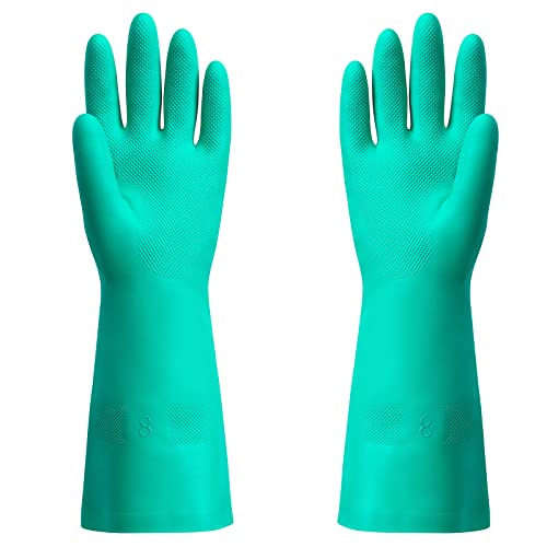 ThxToms Chemical Resistant Nitrile Gloves, Resist Household Acid, Alkali, Solvent and Oil, Latex Rubber Free, 1 Pair Medium