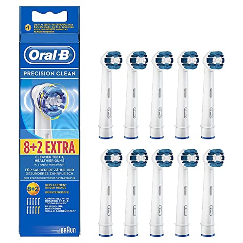 Genuine Original Oral-B Braun Precision Clean Replacement Rechargeable Toothbrush Heads (10 Count) – International Version, German Packaging