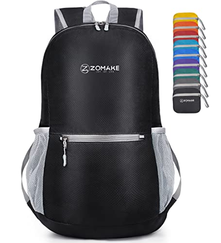 ZOMAKE Ultra Lightweight Hiking Backpack 20L – Water Resistant Small Backpack Packable Daypack for Women Men(Black)