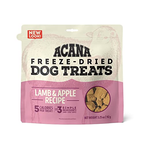 Acana Singles Grain Free Dog Treats, Limited Ingredients & Freeze-Dried, Made in USA, Lamb & Apple, 3.25 Ounce