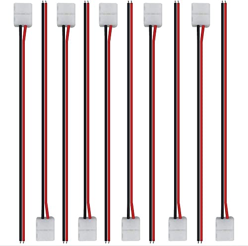 LightingWill 10pcs/Pack Strip Wire Solderless Snap Down 2Conductor LED Strip Connector for 10mm Wide 5050 5630 Single Color Flex LED Strips