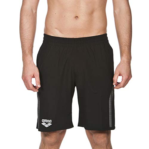 Arena Standard Team Line Bermuda Athletic Shorts for Men and Women, Black, S