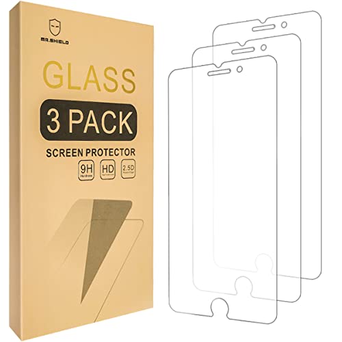 Mr.Shield [3-Pack] Designed For iPhone 7 Plus / iPhone 8 Plus [Tempered Glass] Screen Protector [0.3mm Ultra Thin 9H Hardness 2.5D Round Edge]