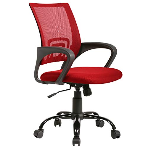 Office Chair Cheap Desk Chair Ergonomic Computer Chair Mesh Back Support Modern Executive Adjustable Rolling Swivel Chair for Home&Office, Red