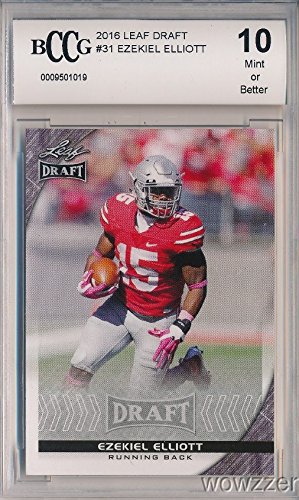 2016 Leaf Draft #31 Ezekiel Elliott ROOKIE BECKETT 10 MINT Dallas Cowboys! Awesome High Grade ROOKIE Card of Cowboys Superstar Running Back! Shipped in Ultra Pro Graded Card Sleeve to Protect it!