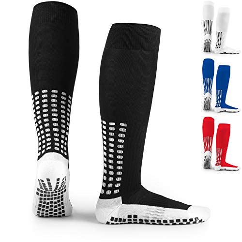 LUX Anti Slip Soccer Socks,Non Slip Football/Basketball/Hockey Sports Grip Pads Socks Black One Size