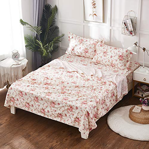 Brandream Full Size Sheets Cotton Farmhouse Bedding Sets Shabby Floral Luxury Bed Sheet Set Deep Pockets 18 Inch 4-Piece | The Storepaperoomates Retail Market - Fast Affordable Shopping