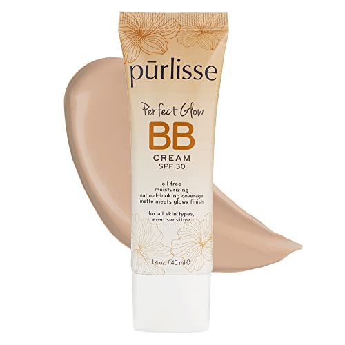 purlisse Perfect Glow BB Cream SPF 30: Clean & Cruelty-Free, Medium Flawless Coverage, Hydrates with Jasmine | Light 1.4oz