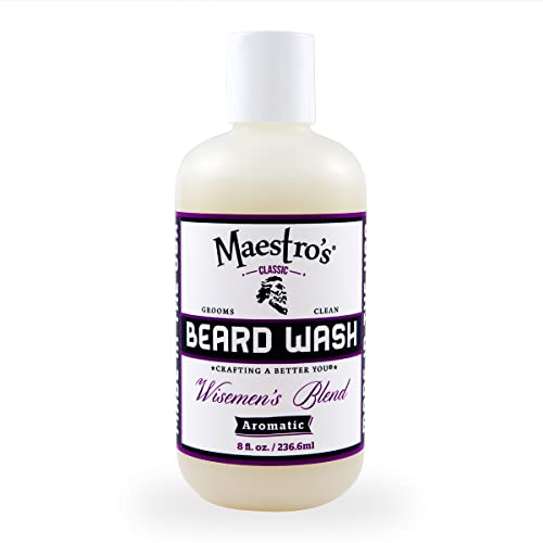 Maestro’s Classic BEARD WASH | Anti-Itch, Deep Cleaning, Non-Drying, Fully Hydrating Gentle Cleanser For All Beard Types & Lengths- Wisemen’s blend, 8 Ounce