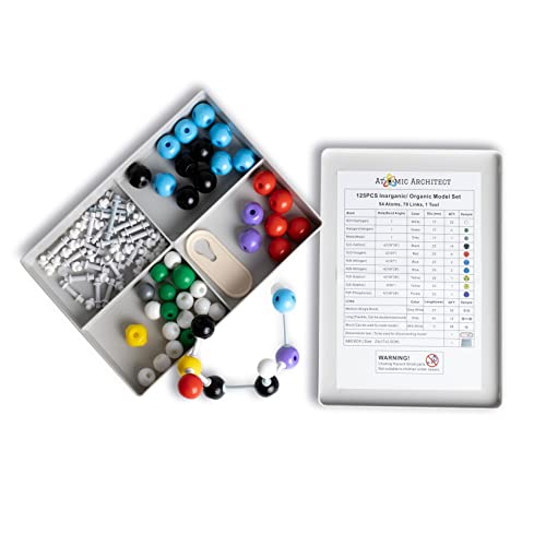 125-Piece Molecular Model Kit, Inorganic and Organic Chemistry Scientific Atom Molecular Models, Color-Coded Chemistry Set of Atoms and Molecules for Kids, STEM Set w/ Carrying Case – Atomic Architect