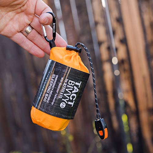 Survival Frog Tact Bivvy 2.0 Emergency Sleeping Bag w/Stuff Sack, Carabiner, Survival Whistle, ParaTinder – Compact, Lightweight, Waterproof, Reusable, Thermal Bivy Sack Cover, Shelter Kit (Orange) | The Storepaperoomates Retail Market - Fast Affordable Shopping