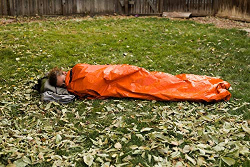 Survival Frog Tact Bivvy 2.0 Emergency Sleeping Bag w/Stuff Sack, Carabiner, Survival Whistle, ParaTinder – Compact, Lightweight, Waterproof, Reusable, Thermal Bivy Sack Cover, Shelter Kit (Orange) | The Storepaperoomates Retail Market - Fast Affordable Shopping