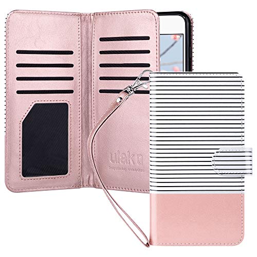 ULAK iPhone 8 Plus Wallet Case, iPhone 7 Plus Case with 9 Card Holder, Premium PU Leather Flip Cover with Magnetic Closure Shockproof Case for iPhone 7 Plus/8 Plus, Rose Gold