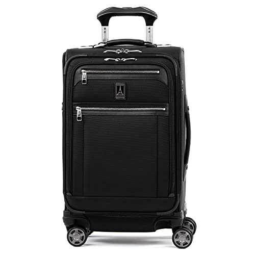 Travelpro Platinum Elite Softside Expandable Luggage, 8 Wheel Spinner Suitcase, USB Port, Suiter, Men and Women, Shadow Black, Carry-On 21-Inch