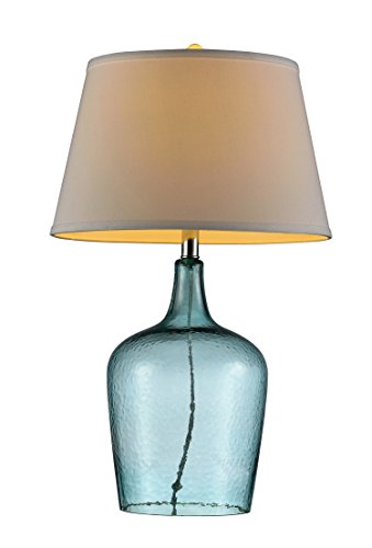 OK Lighting OK-5708 27″H Ocean Breeze Glass Table Lamp, Blue