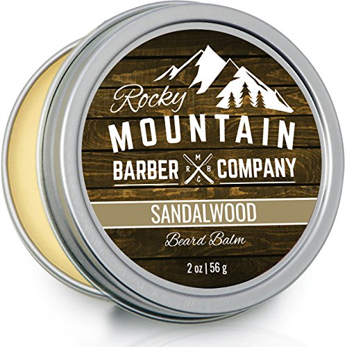 Beard Balm – Sandalwood Blend – Rocky Mountain Barber – with Nutrient Rich Bees Wax, Jojoba, Shea Butter, Coconut Oil – Contains Real Sandalwood Essential Oil