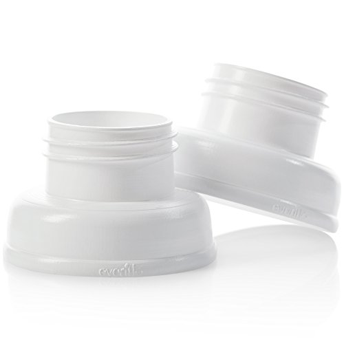 Evenflo Feeding Breast Pump Adapter to Balance Plus Wide Neck Baby Bottle (Pack of 2), White (5142112)