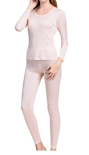 Grenasasilk Women’s Silk Long Underwear | Silk Thermal Underwear Sets for Women Mulberry Silk Long Johns (S, Fleshcolor)