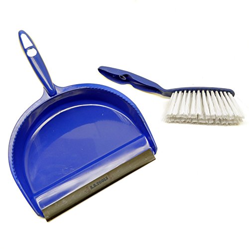 Blue Dust Pan and Brush set Dustpan Dust Sweeper Soft Nylon Bristles Sil173