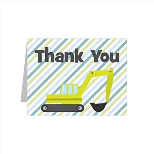 Construction Digger Thank You Notes for Kids, Truck Thank You Cards, Truck Stationery Set (12 Notes and Envelopes Included); Construction Truck Thank You Cards for Kids