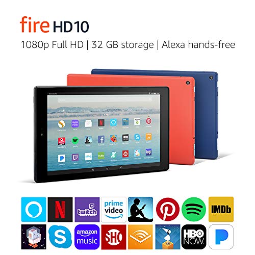 Fire HD 10 Tablet with Alexa Hands-Free, 10.1″ 1080p Full HD Display, 32 GB, Marine Blue (Previous Generation – 7th)