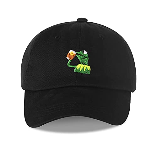 Baseball Cap Kermit The Frog Sipping Tea Logo Trucker Hat Unisex Outdoor Adjustable Strapback Cap Black