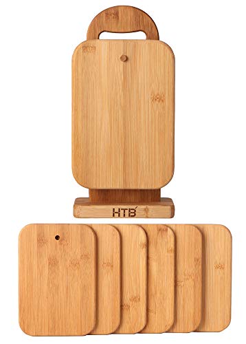 Bamboo Cutting Board Set for Kitchen,Small Cutting Boards with Holder,Serving Boards for Sandwich Cheese Meal Breakfast