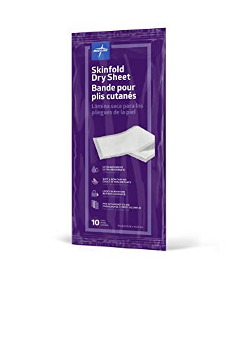 Medline Skinfold Dry Sheet, Skin Moisture Management, Soft, Non-Chafing, Pre-Cut & Ready to Use, 6″ x 14″ (10 Count)