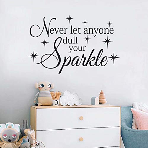 BATTOO Girls Wall Decal Quotes- Never Let Anyone Dull Your Sparkle Vinyl Decal Sticker Sparkle Decal Nursery Bedroom Teen Bedroom Decor (Black, 14.5″ h x22 w)
