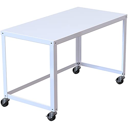 Office Dimensions 21647 White RTA 48″ Wide Mobile Metal Desk Workstation Home Office Collection