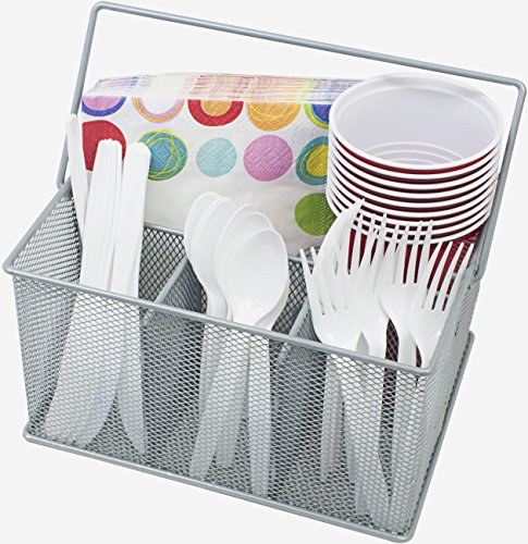 Sorbus® Utensil Caddy — Silverware, Napkin Holder, and Condiment Organizer — Multi-Purpose Steel Mesh Caddy—Ideal for Kitchen, Dining, Entertaining, Tailgating, Picnics, and much more (Silver) | The Storepaperoomates Retail Market - Fast Affordable Shopping