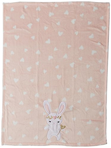 Lambs & Ivy Confetti Heart/Bunny Blanket, Pink/Gold