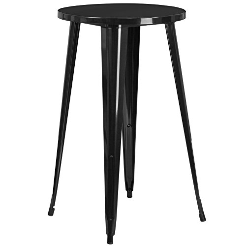 Flash Furniture Commercial Grade 24″ Round Black Metal Indoor-Outdoor Bar Height Table