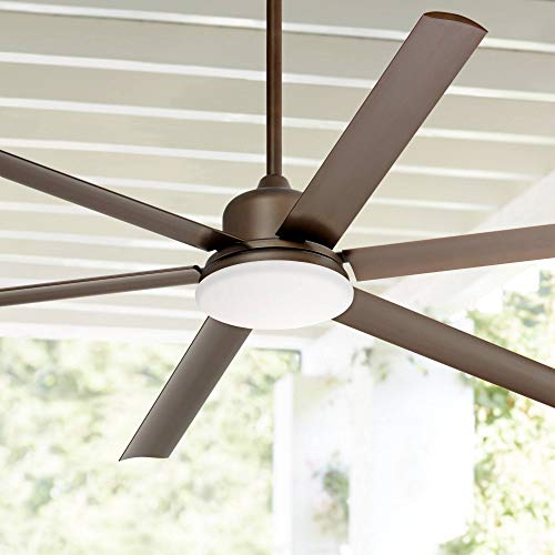 Casa Vieja 72″ Arcade Modern Indoor Outdoor Ceiling Fan with LED Light Remote Control Oil Rubbed Bronze White Diffuser Damp Rated for Patio Exterior House Porch Gazebo Garage Barn Roof