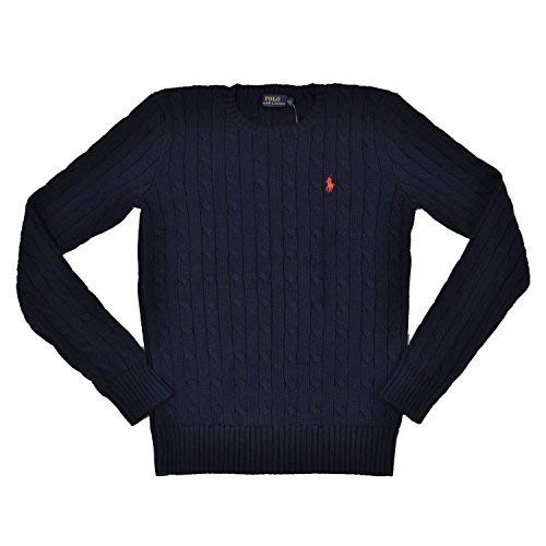 Polo Ralph Lauren Womens Cable Knit Crew Neck Sweater (X-Small, Hunter Navy)