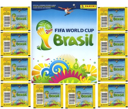2014 Panini Stickers FIFA World Cup Brazil Special Collectors Package! Features 10 Factory Sealed Packs PLUS 72 Page World Cup Sticker Album! Includes Total of 80 Brand New Stickers!