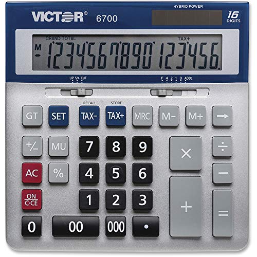 Victor 16-Digit Desktop Calculator, Silver, Blue
